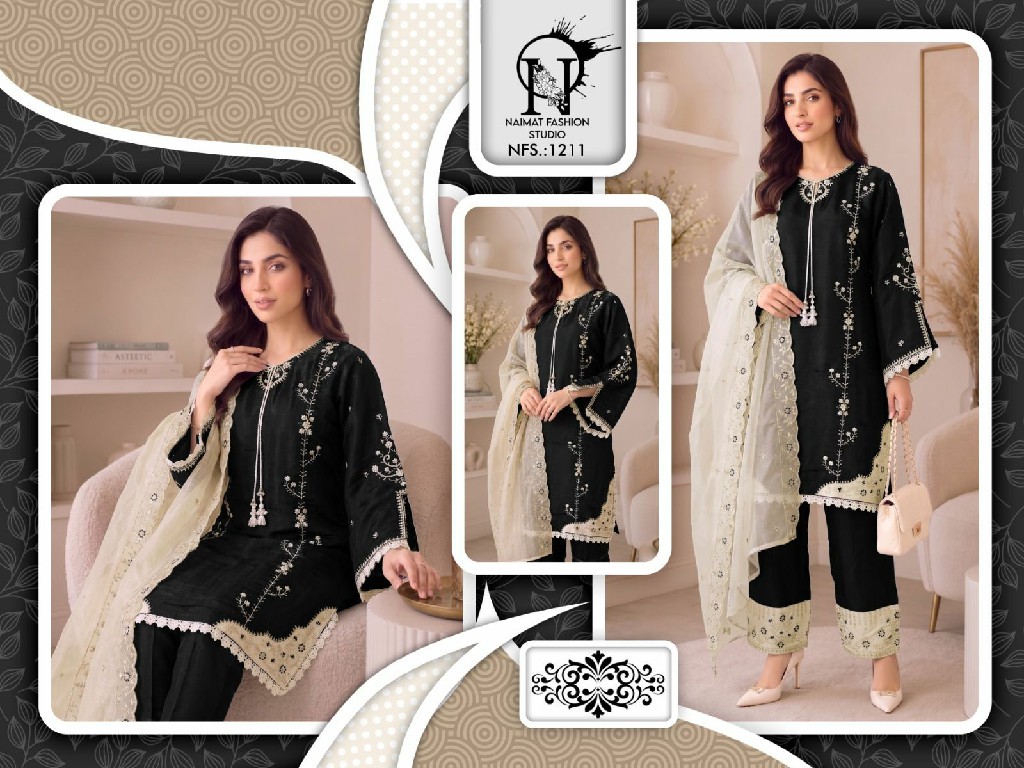 NAIMAT FASHION D.NO NFS-1211 WHOLESALE READYMADE ROMAN GLASS BEAUTIFUL DESIGNER 3 PCS COMBO SET SUITS ONLINE