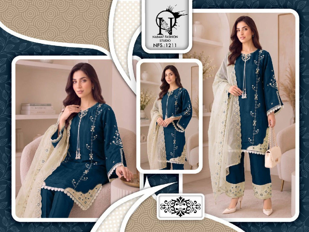 NAIMAT FASHION D.NO NFS-1211 WHOLESALE READYMADE ROMAN GLASS BEAUTIFUL DESIGNER 3 PCS COMBO SET SUITS ONLINE