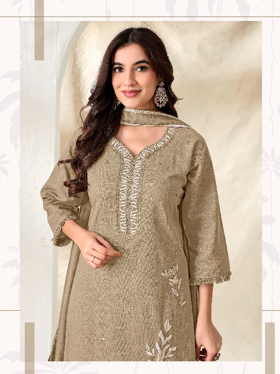 SHODASHE MENAKA WHOLESALE READYMADE LINEN COTTON DELICATE WORK 3 PCS SUITS EXPORTER