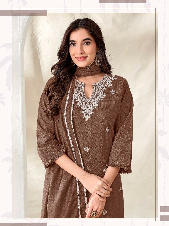 SHODASHE MENAKA WHOLESALE READYMADE LINEN COTTON DELICATE WORK 3 PCS SUITS EXPORTER