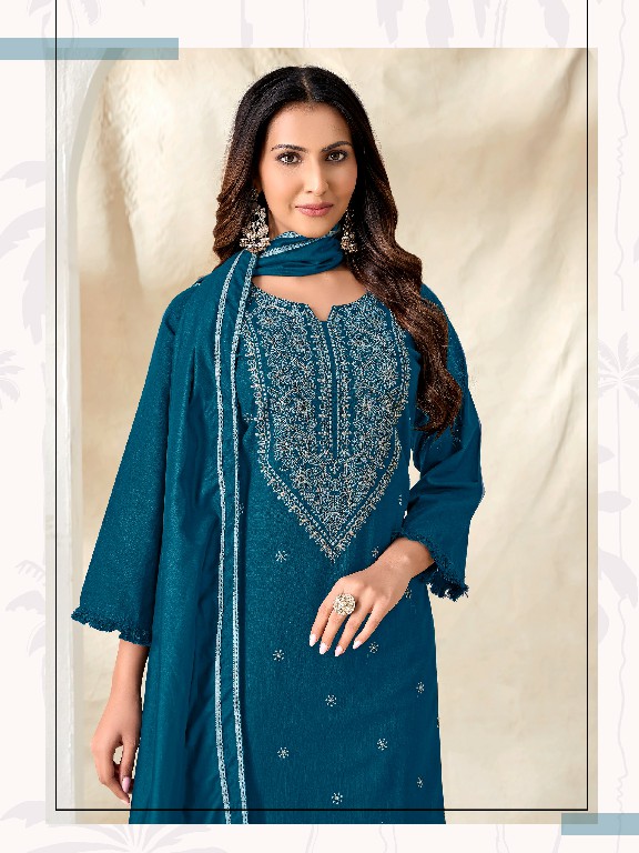 SHODASHE MENAKA WHOLESALE READYMADE LINEN COTTON DELICATE WORK 3 PCS SUITS EXPORTER