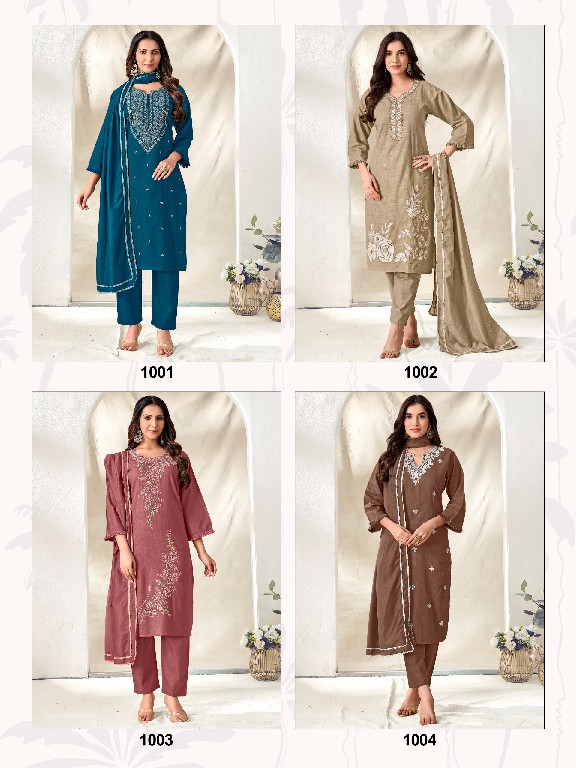 SHODASHE MENAKA WHOLESALE READYMADE LINEN COTTON DELICATE WORK 3 PCS SUITS EXPORTER