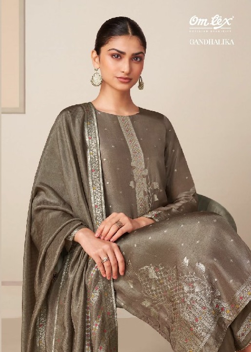 OMTEX GANDHALIKA WHOLESALE SILK JACQUARD FESTIVE LOOK UNSTITCH SALWAR SUITS SUPPLIER