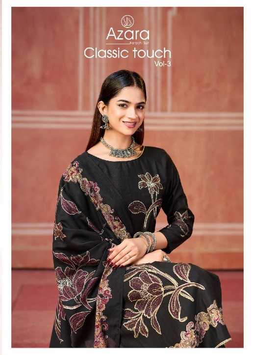 AZARA BY RADHIKA FASHION CLASSIC TOUCH VOL 3 WHOLESALE VISCOSE DESIGNER WORK UNSTITCH SALWAR SUITS ONLINE