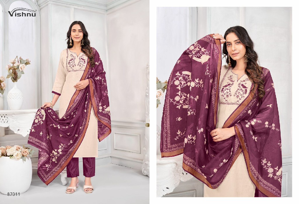 VISHNU JULIANA WHOLESALE LINEN COTTON FASHIONABLE UNSTITCH SALWAR SUITS FOR EXPORT