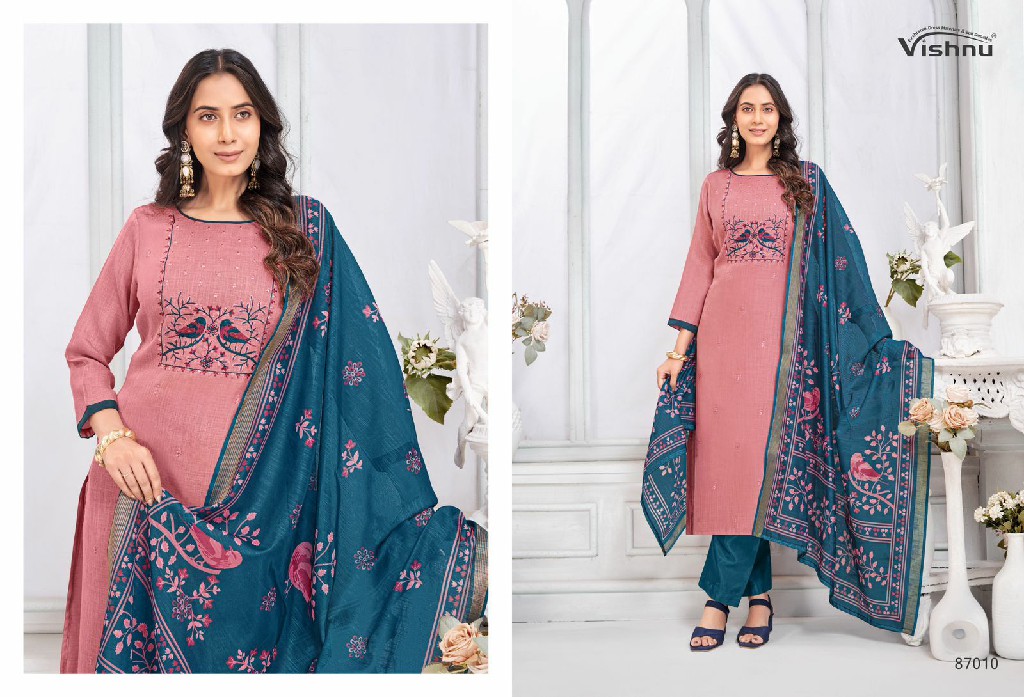 VISHNU JULIANA WHOLESALE LINEN COTTON FASHIONABLE UNSTITCH SALWAR SUITS FOR EXPORT