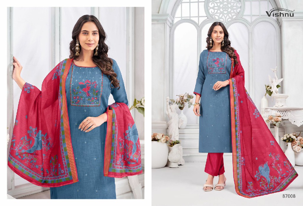 VISHNU JULIANA WHOLESALE LINEN COTTON FASHIONABLE UNSTITCH SALWAR SUITS FOR EXPORT