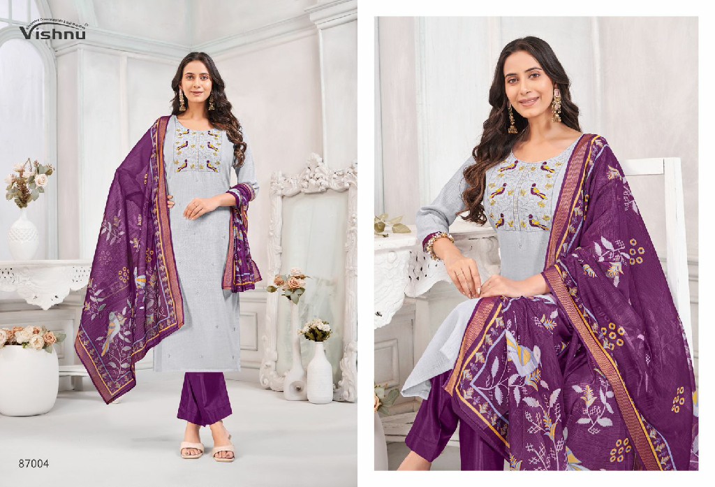 VISHNU JULIANA WHOLESALE LINEN COTTON FASHIONABLE UNSTITCH SALWAR SUITS FOR EXPORT