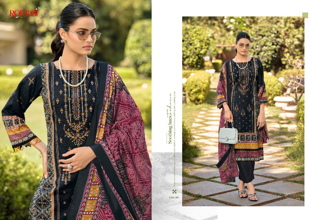 ROMANI BIN KAREEM VOL 6 WHOLESALE SOFT COTTON EXCLUSIVE WORK UNSTITCH SALWAR SUITS EXPORTER