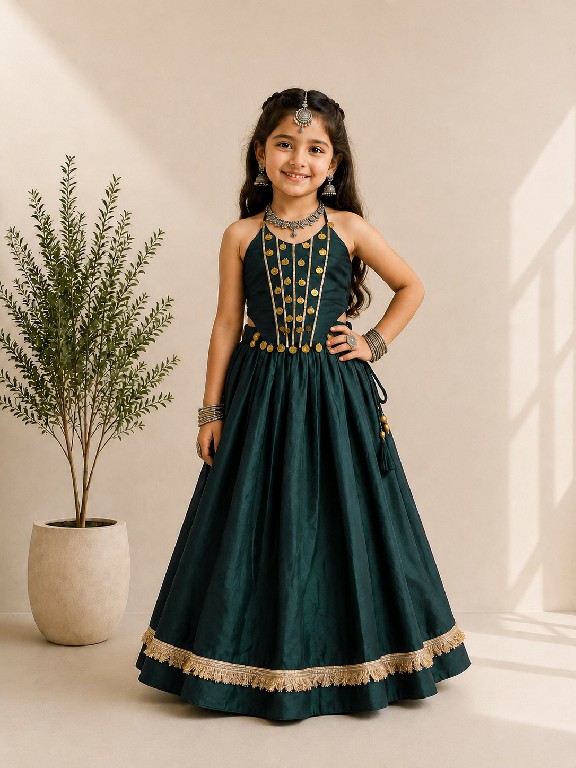 PAYAL CREATION D.NO SIYA-27 WHOLESALE READYMADE ROMAN SILK HAND WORK FULLY FLARED NAVRATRI LEHENGA CHOLI FOR KIDS ONLINE