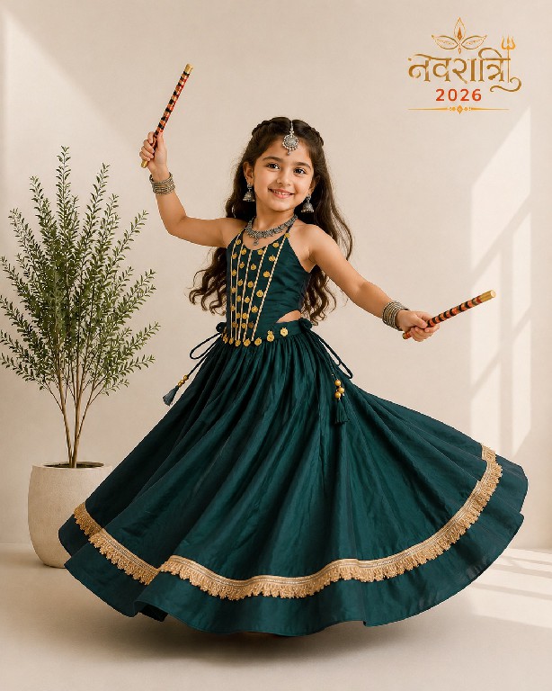 PAYAL CREATION D.NO SIYA-27 WHOLESALE READYMADE ROMAN SILK HAND WORK FULLY FLARED NAVRATRI LEHENGA CHOLI FOR KIDS ONLINE