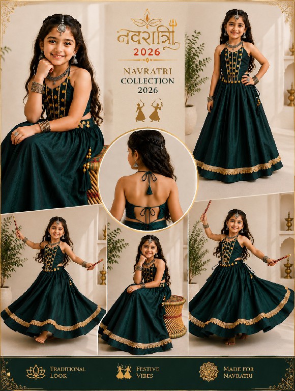 PAYAL CREATION D.NO SIYA-27 WHOLESALE READYMADE ROMAN SILK HAND WORK FULLY FLARED NAVRATRI LEHENGA CHOLI FOR KIDS ONLINE