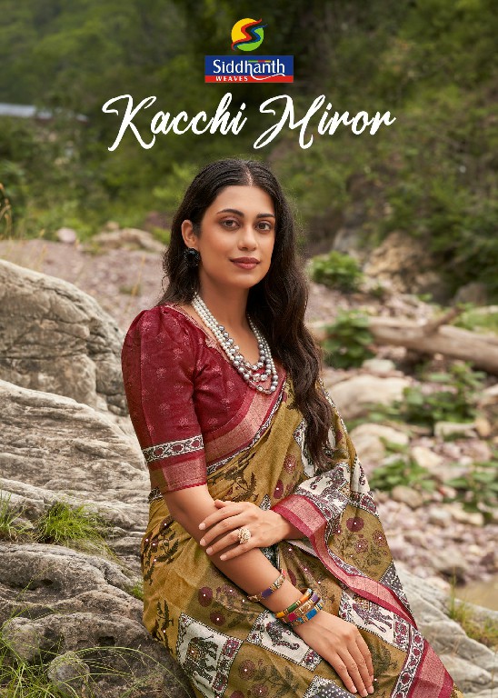 SIDDHANTH WEAVES KACCHI MIRROR WHOLESALE SOFT TUSSER SILK MIRROR WORK AMAZING SAREES FOR WOMEN SUPPLIER