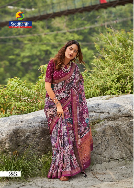 SIDDHANTH WEAVES KACCHI MIRROR WHOLESALE SOFT TUSSER SILK MIRROR WORK AMAZING SAREES FOR WOMEN SUPPLIER