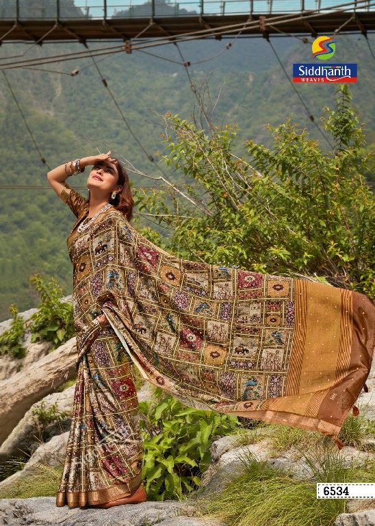 SIDDHANTH WEAVES KACCHI MIRROR WHOLESALE SOFT TUSSER SILK MIRROR WORK AMAZING SAREES FOR WOMEN SUPPLIER