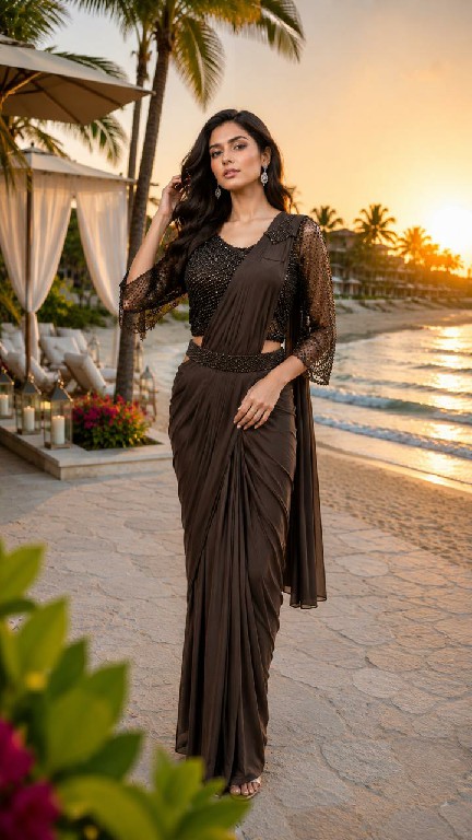 AMOHA D.NO 102415 WHOLESALE IMPORTED LYCRA PARTY WEAR READY TO WEAR SAREES FOR WOMEN SUPPLIER