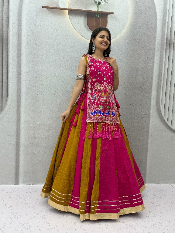 PRISHA CREATION D.NO PC-579A WHOLESALE READYMADE VICHITRA SILK FESTIVE SPECIAL LEHENGA CHOLI FOR EXPORT