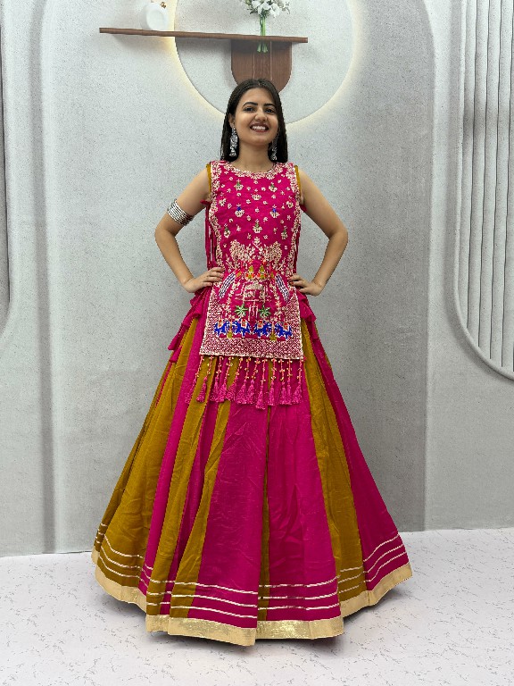 PRISHA CREATION D.NO PC-579A WHOLESALE READYMADE VICHITRA SILK FESTIVE SPECIAL LEHENGA CHOLI FOR EXPORT