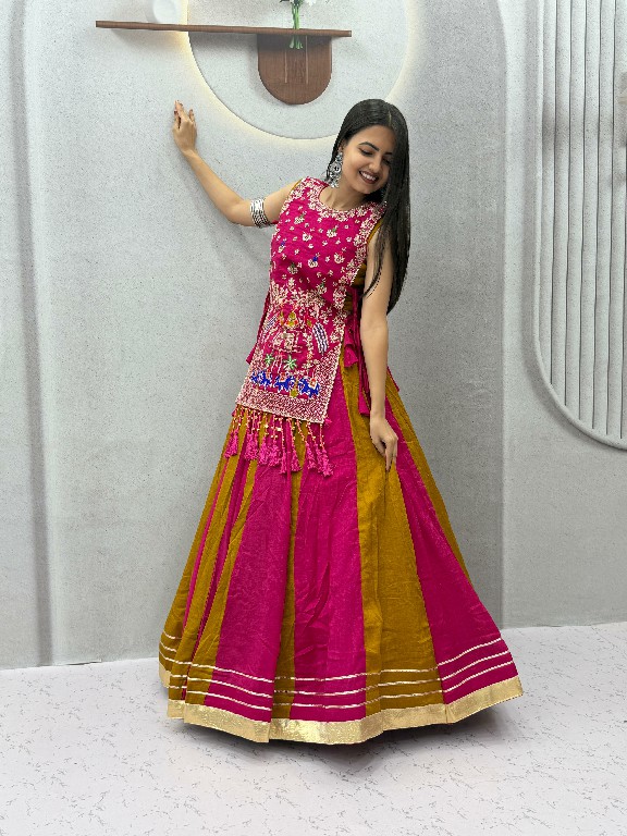 PRISHA CREATION D.NO PC-579A WHOLESALE READYMADE VICHITRA SILK FESTIVE SPECIAL LEHENGA CHOLI FOR EXPORT