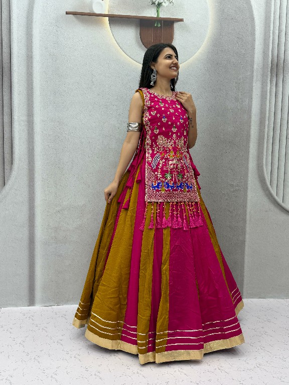 PRISHA CREATION D.NO PC-579A WHOLESALE READYMADE VICHITRA SILK FESTIVE SPECIAL LEHENGA CHOLI FOR EXPORT