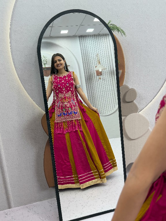PRISHA CREATION D.NO PC-579A WHOLESALE READYMADE VICHITRA SILK FESTIVE SPECIAL LEHENGA CHOLI FOR EXPORT