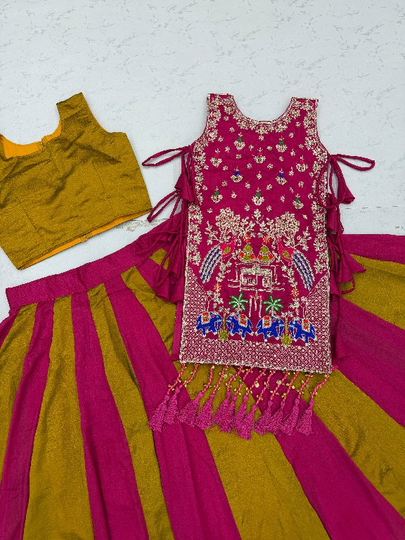 PRISHA CREATION D.NO PC-579A WHOLESALE READYMADE VICHITRA SILK FESTIVE SPECIAL LEHENGA CHOLI FOR EXPORT