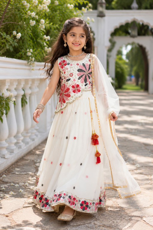 TEXTILEDEAL LAUNCH READYMADE GEORGETTE BEAUTIFUL FANCY FLORAL LEHENGA CHOLI FOR KIDS ONLINE