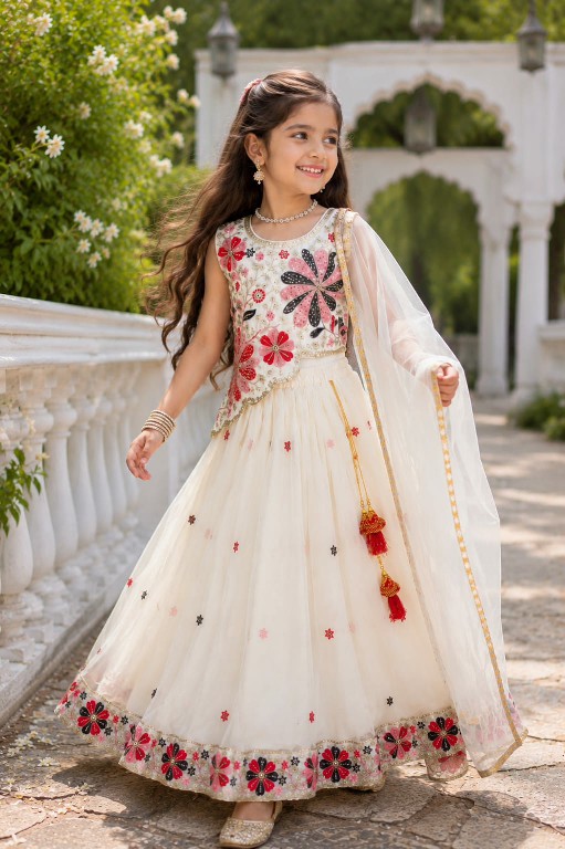 TEXTILEDEAL LAUNCH READYMADE GEORGETTE BEAUTIFUL FANCY FLORAL LEHENGA CHOLI FOR KIDS ONLINE