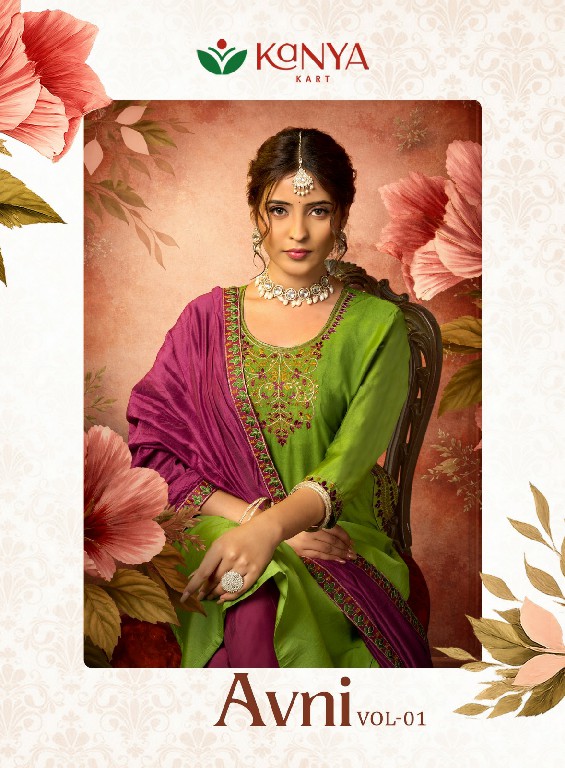 KANYA KART AVNI VOL 1 WHOLESALE READYMADE ROMAN BEAUTIFUL 3 PCS SUITS EXPORTER