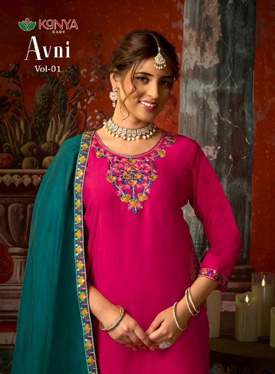 KANYA KART AVNI VOL 1 WHOLESALE READYMADE ROMAN BEAUTIFUL 3 PCS SUITS EXPORTER