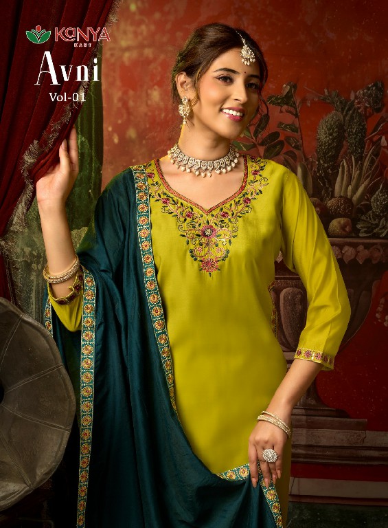 KANYA KART AVNI VOL 1 WHOLESALE READYMADE ROMAN BEAUTIFUL 3 PCS SUITS EXPORTER
