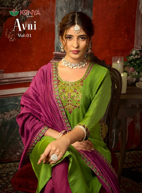 KANYA KART AVNI VOL 1 WHOLESALE READYMADE ROMAN BEAUTIFUL 3 PCS SUITS EXPORTER