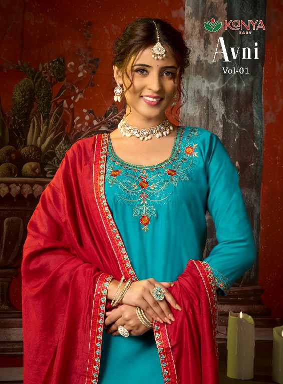 KANYA KART AVNI VOL 1 WHOLESALE READYMADE ROMAN BEAUTIFUL 3 PCS SUITS EXPORTER