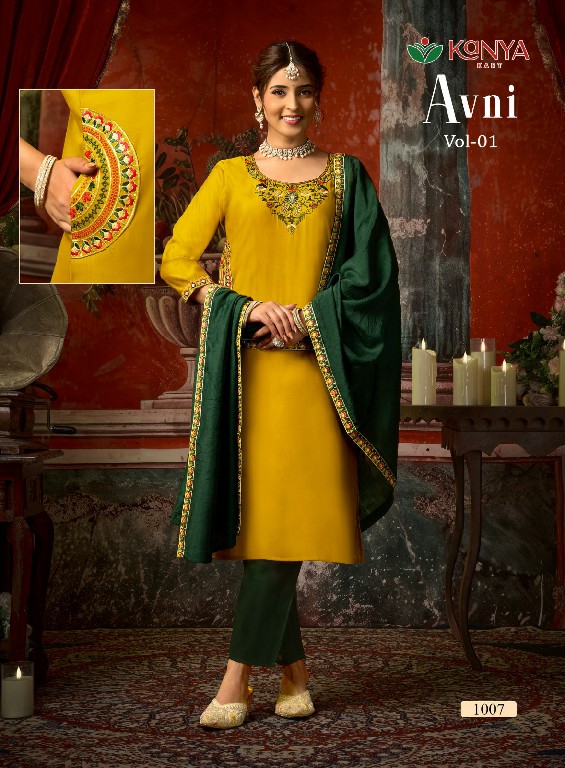 KANYA KART AVNI VOL 1 WHOLESALE READYMADE ROMAN BEAUTIFUL 3 PCS SUITS EXPORTER