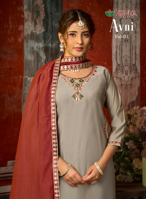 KANYA KART AVNI VOL 1 WHOLESALE READYMADE ROMAN BEAUTIFUL 3 PCS SUITS EXPORTER