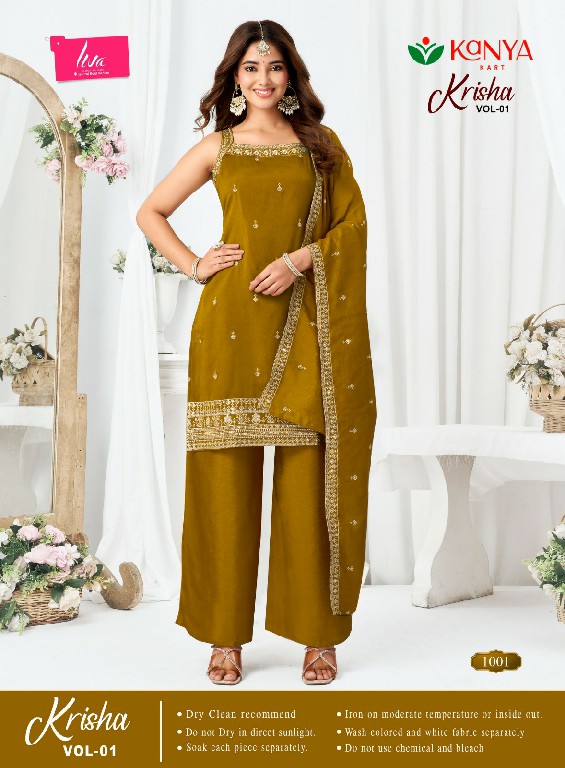KANYA KART KRISHA VOL 1 WHOLESALE READYMADE VICHITRA ELEGANT WORK 3 PCS SUITS SUPPLIER