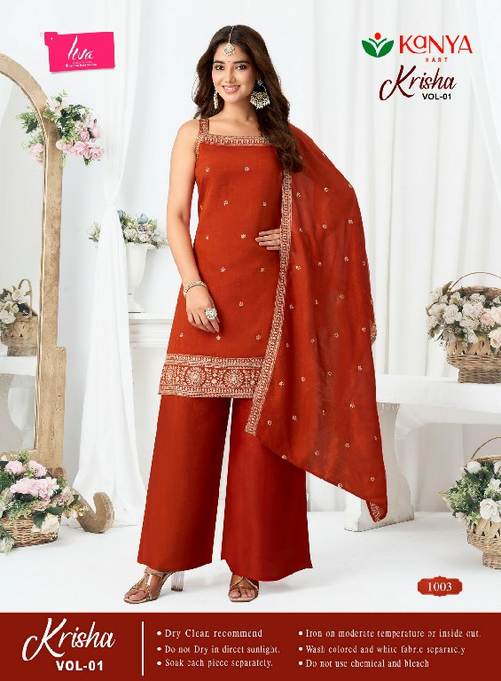 KANYA KART KRISHA VOL 1 WHOLESALE READYMADE VICHITRA ELEGANT WORK 3 PCS SUITS SUPPLIER
