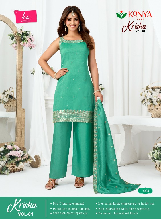 KANYA KART KRISHA VOL 1 WHOLESALE READYMADE VICHITRA ELEGANT WORK 3 PCS SUITS SUPPLIER