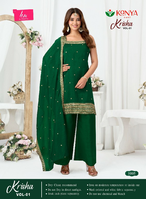 KANYA KART KRISHA VOL 1 WHOLESALE READYMADE VICHITRA ELEGANT WORK 3 PCS SUITS SUPPLIER