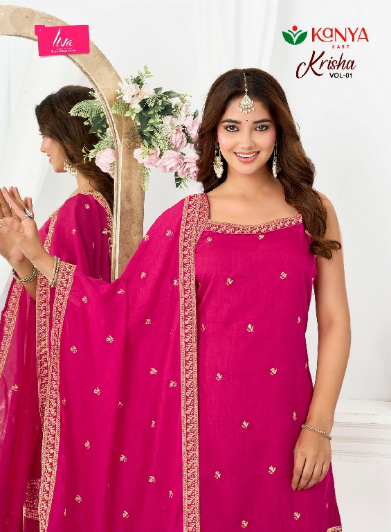 KANYA KART KRISHA VOL 1 WHOLESALE READYMADE VICHITRA ELEGANT WORK 3 PCS SUITS SUPPLIER