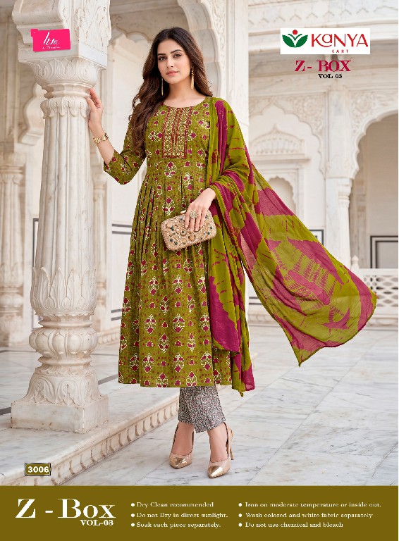 KANYA KART Z-BOX VOL 3 WHOLESALE READYMADE CAPSULE UMBRELLA CUT 3 PCS SUITS FOR EXPORT