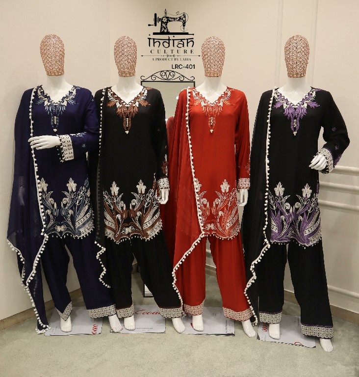 INDIAN CULTURE D.NO LRC-401 WHOLESALE READYMADE COTTON RAYON UNIQUE DESIGN 3 PCS SUITS EXPORTER