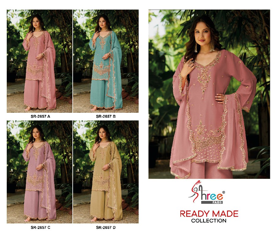 SHREE FABS R-2657 WHOLESALE READYMADE GOLD COIN SILK WUTH HEAVY CUT WORK 3 PCS SUITS SUPPLIER