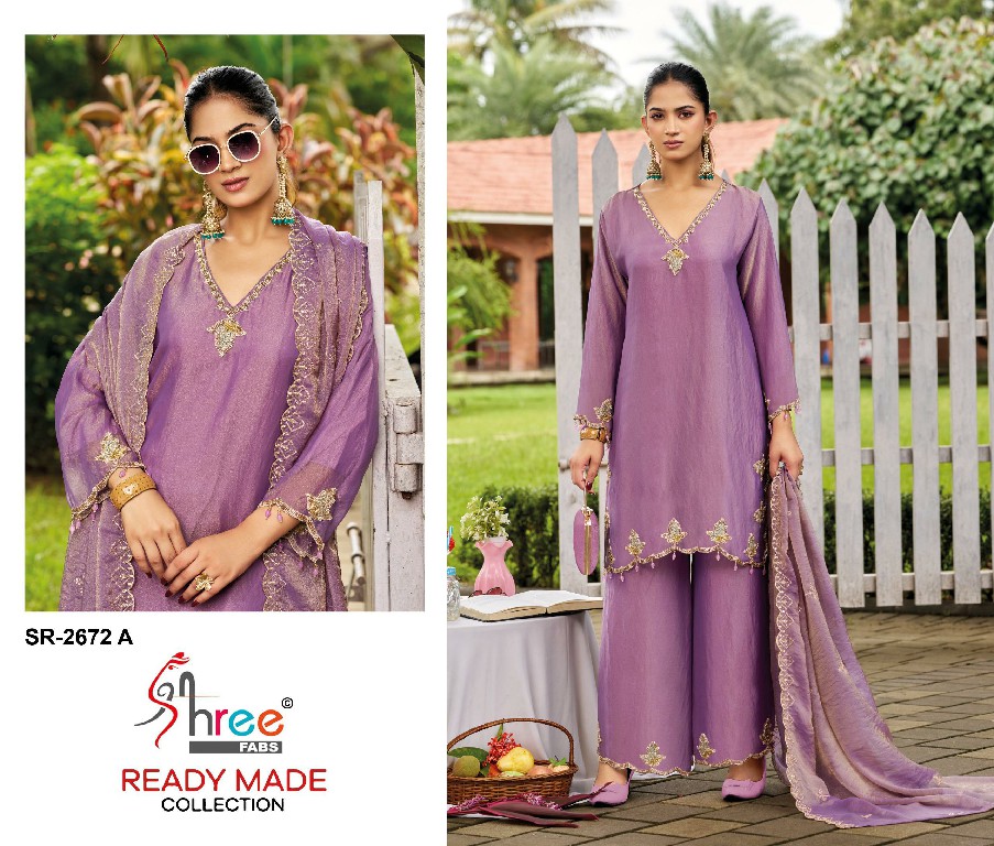 SHREE FABS R-2672 WHOLESALE READYMADE VISCOSE GLASS SATIN MINIMAL WORK DESIGN 3 PCS SUITS FOR EXPORT
