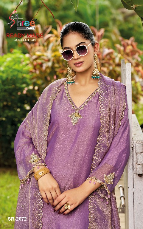 SHREE FABS R-2672 WHOLESALE READYMADE VISCOSE GLASS SATIN MINIMAL WORK DESIGN 3 PCS SUITS FOR EXPORT