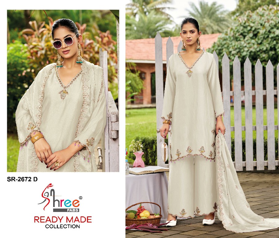 SHREE FABS R-2672 WHOLESALE READYMADE VISCOSE GLASS SATIN MINIMAL WORK DESIGN 3 PCS SUITS FOR EXPORT