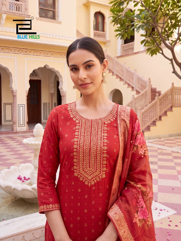 BLUE HILLS CHERRY WHOLESALE READYMADE MAL CHANDERI BIG SIZE PRETTY 3 PCS COMBO SET SUITS ONLINE