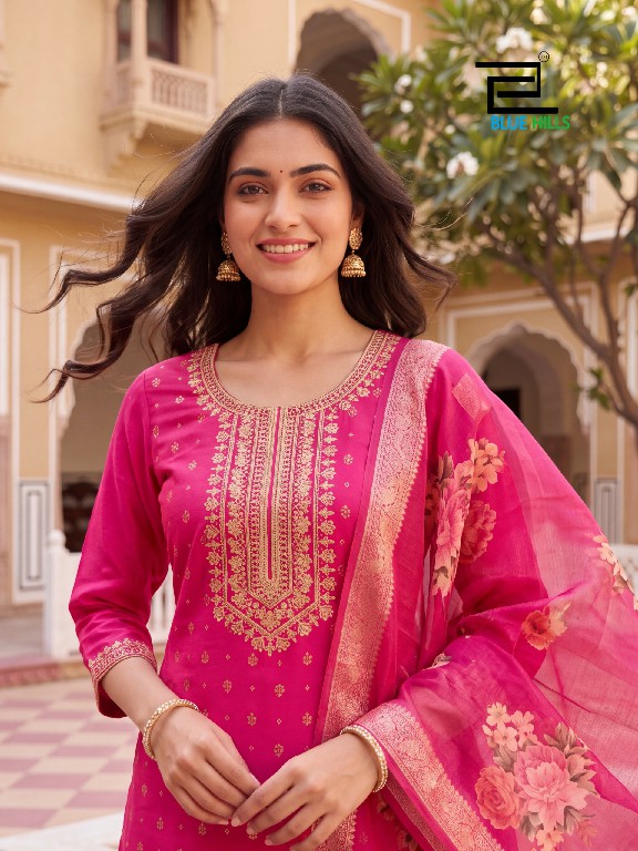 BLUE HILLS CHERRY WHOLESALE READYMADE MAL CHANDERI BIG SIZE PRETTY 3 PCS COMBO SET SUITS ONLINE