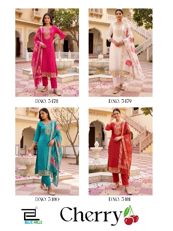 BLUE HILLS CHERRY WHOLESALE READYMADE MAL CHANDERI BIG SIZE PRETTY 3 PCS COMBO SET SUITS ONLINE