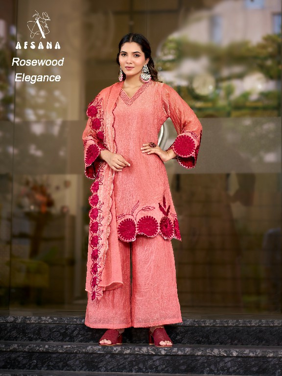AFSANA ROSEWOOD ELEGANCE WHOLESALE READYMADE FANDY CRUSH LUXURIOUS LOOK 3 PCS COMBO SET SUITS SUPPLIER
